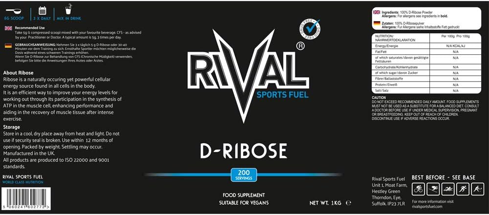 D-RIBOSE Powder 100% Pure 1kg Tub Great for ATP Energy Levels and CFS Non GMO, 1 kg (Pack of 1) - Image 5