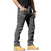 whox Men's Cargo Tactical Pants Work Hiking Trousers Waterproof Lightweight Elastic Waist for Travel with Pockets(No Belt)