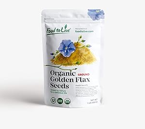 Organic Ground Golden Flaxseed Meal (Cold-Milled, Raw, Non-GMO, Kosher, Bulk) by Food to live — 1 Pound