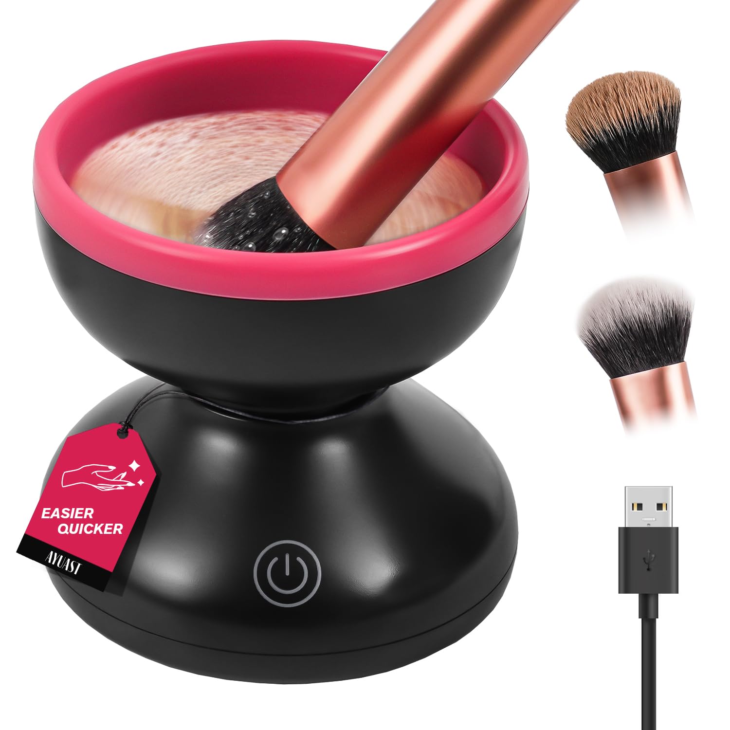 Make Up Brush Cleaner Machine, Strong Friction for Deep Cleaning Inside Makeup Brushes Bristles, Effectively Spin Cleaner Removes Built-Up Cosmetic Residue, Compact for Weekly Brush Care or Travel Use