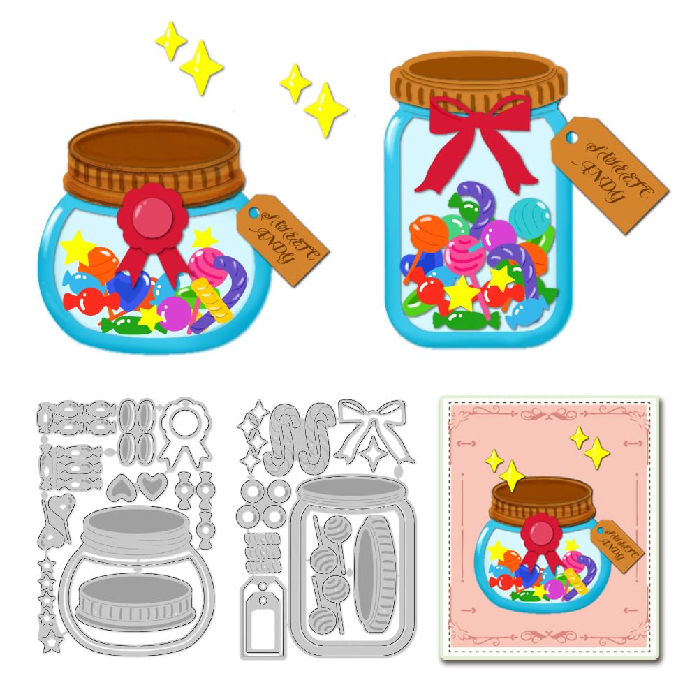 DELORIGIN Candy Jar Cutting Dies Card Making Die Cut Wish Bottle Carbon Steel Die Cuts Stencils Card Scrapbooking Embossing Template Dies for DIY Wedding Craft Paper Album Gift Decor