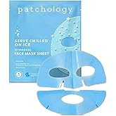 Patchology Iced Hydrogel Cooling Facial Sheet Mask | Face Mask Skincare 1pk | Hydrating Facial Mask | Designed to Depuff &amp; Soothe Redness | Hydrogel Mask Non-Slip | Peptides, Cloudberry Oil and Bakuchiol