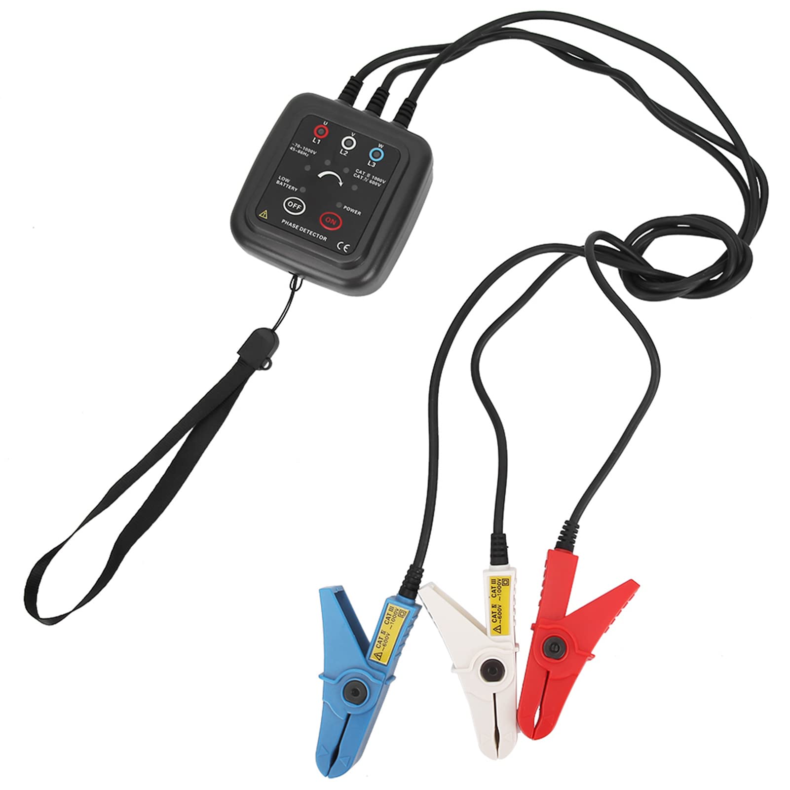 Phase Rotation Meter, Non Contact 3 Phase High Magnetic Induction Meter, AC 70 To1000V ETCR1000C Phase Sequence Detector, with 0.6m Clamp Cable Length