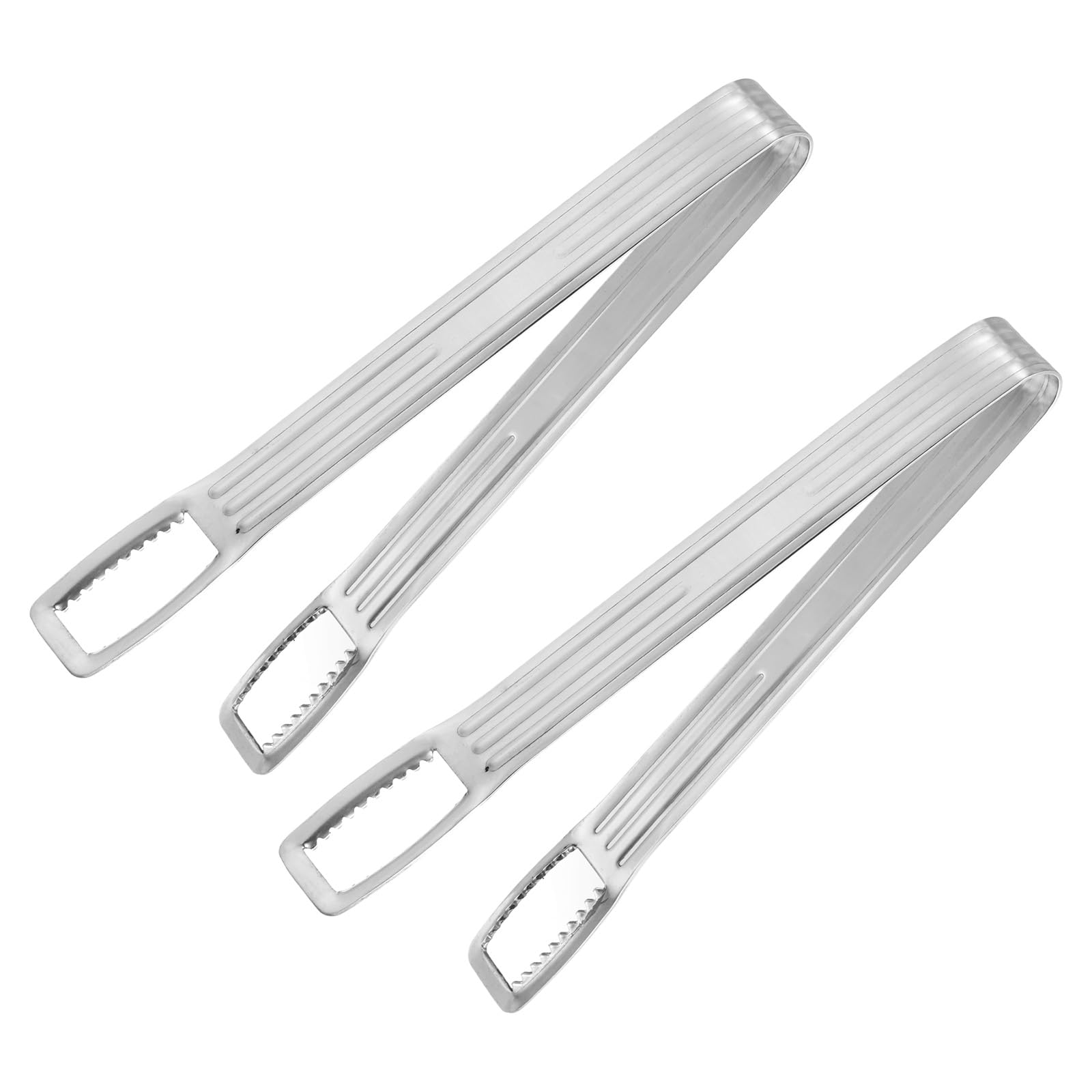 uxcell Serving Tongs, 2pcs 6.5 Inch - Stainless Steel Ice Tong, Mini Sugar Tongs for Appetizers, Charcuterie, Dessert, Tea Party, Bar, Cafe (Silver)