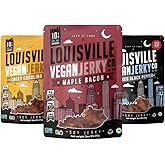 Louisville Vegan Jerky Co. Best Sellers 1 Variety Bundle Vegan Jerky 3 oz. 3 pack (Smoky Carolina BBQ, Smoked Black Pepper, Maple Bacon)