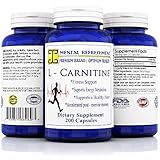Mental Refreshment: L - Carnitine 1000mg, 200 capsules (1 Bottle)