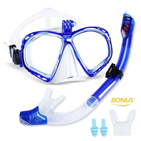 meilianeu Schnorchelset Schnorchelmaske mit Anti-Fog Taucherbrille und Dry Schnorchel inkl. Ausblasventil und Anti-Fog Tacher