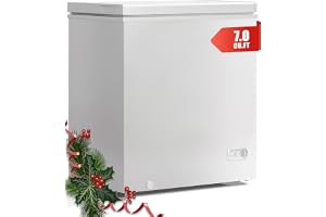 TABU 7.0 Cu.Ft. Chest Freezer, Top Opening Deep Freezer, White | Removable Basket, Freestanding Compact Chest Deep Freezer with 7 Level Adjustable Thermostat, Energy Saving