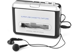 SANPYL Cassette to MP3 Converter, Tape Player USB Cassette Tape to PC MP3 CD Switcher Converter Capture Audio Music Player with Headphones