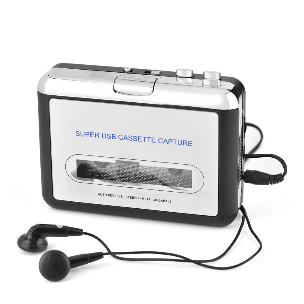 Hopcd Cassette to MP3 Converter, USB Cassette Tape to PC/ MP3 /CD Switcher Converter Capture with Headphones for 2000 / XP/Vista 7, USB Portable Cassette Converter