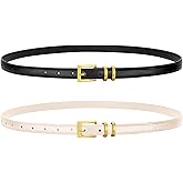 VONMELLI Leather Thin Belts for Women, Fashion Women's Skinny Belts Thin Ladies Belts for Jeans Dress Pants