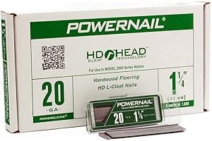 Powernail L125205 20 Gauge 1-1/4 Inch Length HD L-Cleat Nail for Hardwood & Engineered Flooring (Case of 5x-1000ct boxes)