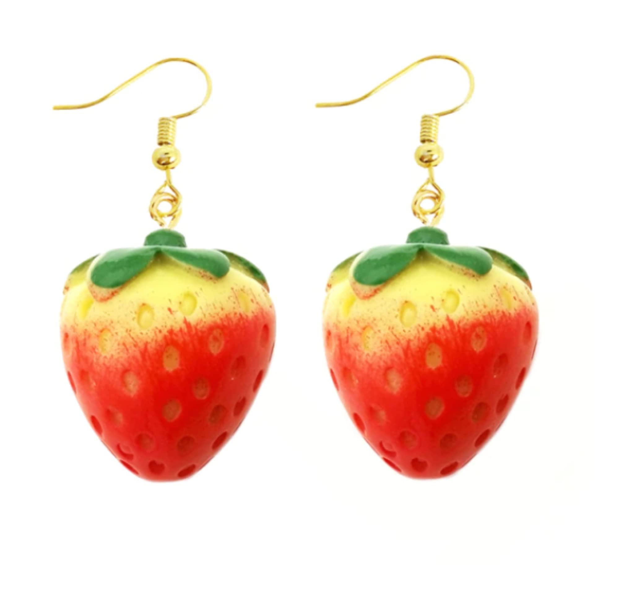 Strawberry Earrings for Women, Dangle Jewellery in a Gift Bag