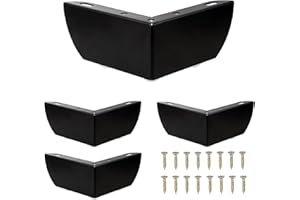BSTKEY 4Pcs 5.5CM/2 Inch Modern Metal Furniture Sofa Cabinet Legs with Mounting Screws - DIY Replacement Legs Set for Furniture Cabinet Foot Legs Sofa Bed Desk Table Feet Support, Black