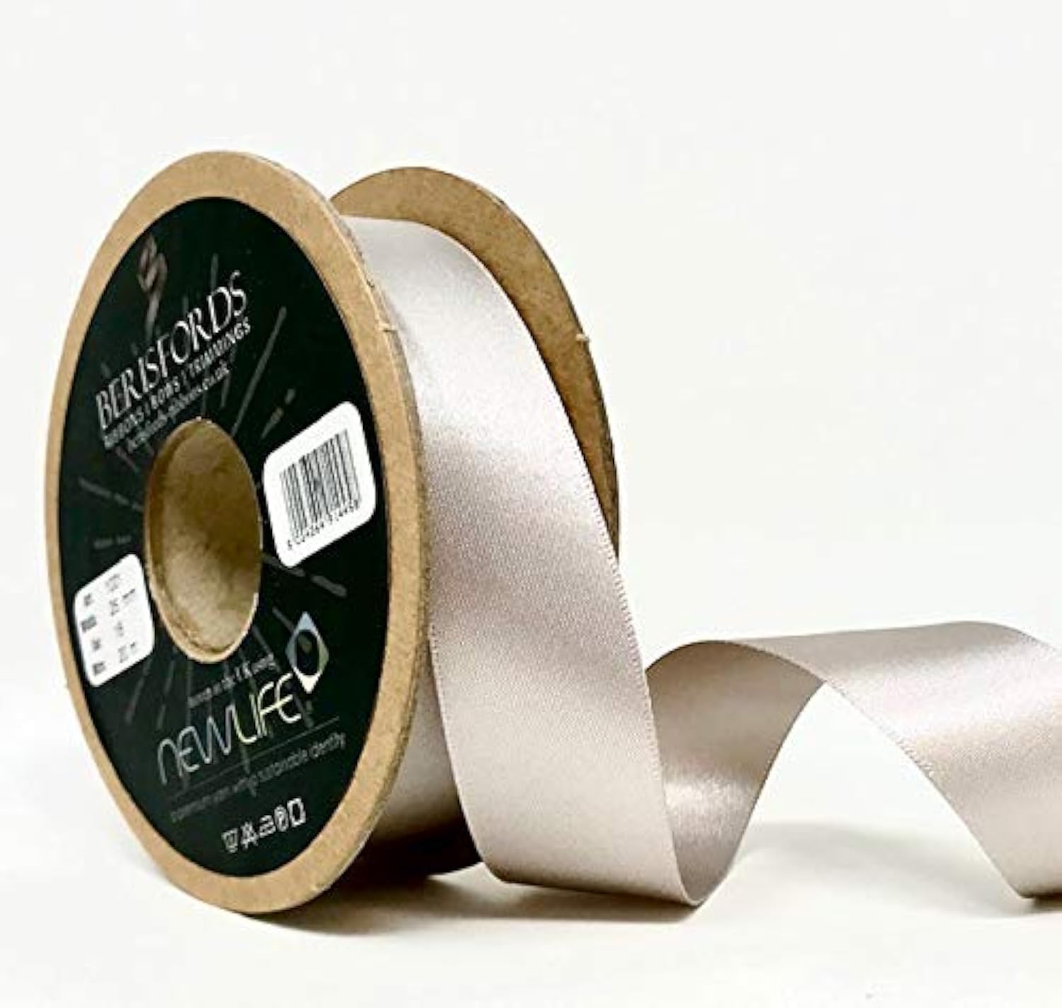 Berisfords 25mm 18 Silver Grey NewLife Satin Ribbon 100% Recycled 20m Reel