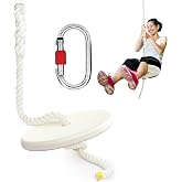 Fologtoo Zipline Seat fo Adults, Zip Line Replacement Seat for Adults | Up to 350 lbs Zip Line Accessories with 12.59 In Round Seats, Spring Hook &amp; 6.5FT Nylon Rope for Zipline, Swings