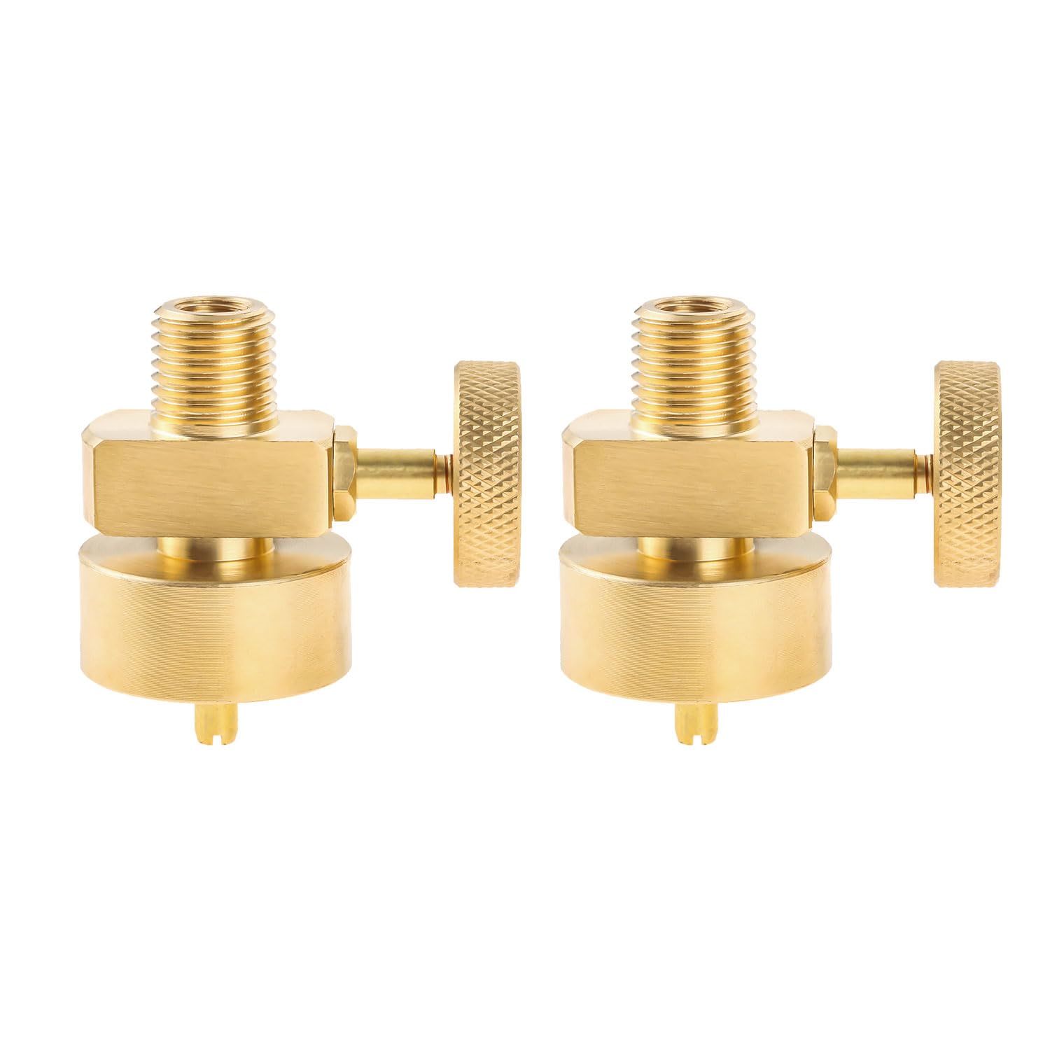 Photo 1 of YHXGLJDKA 2pcs Brass Propane Gas Regulator Valve, 1LB Tank Disposal Cylinder Bottle Adapter with 1/4" Male NPT Thread x 1"-20 Female Cylinder Thread Fitting Connector for Stove, Grill