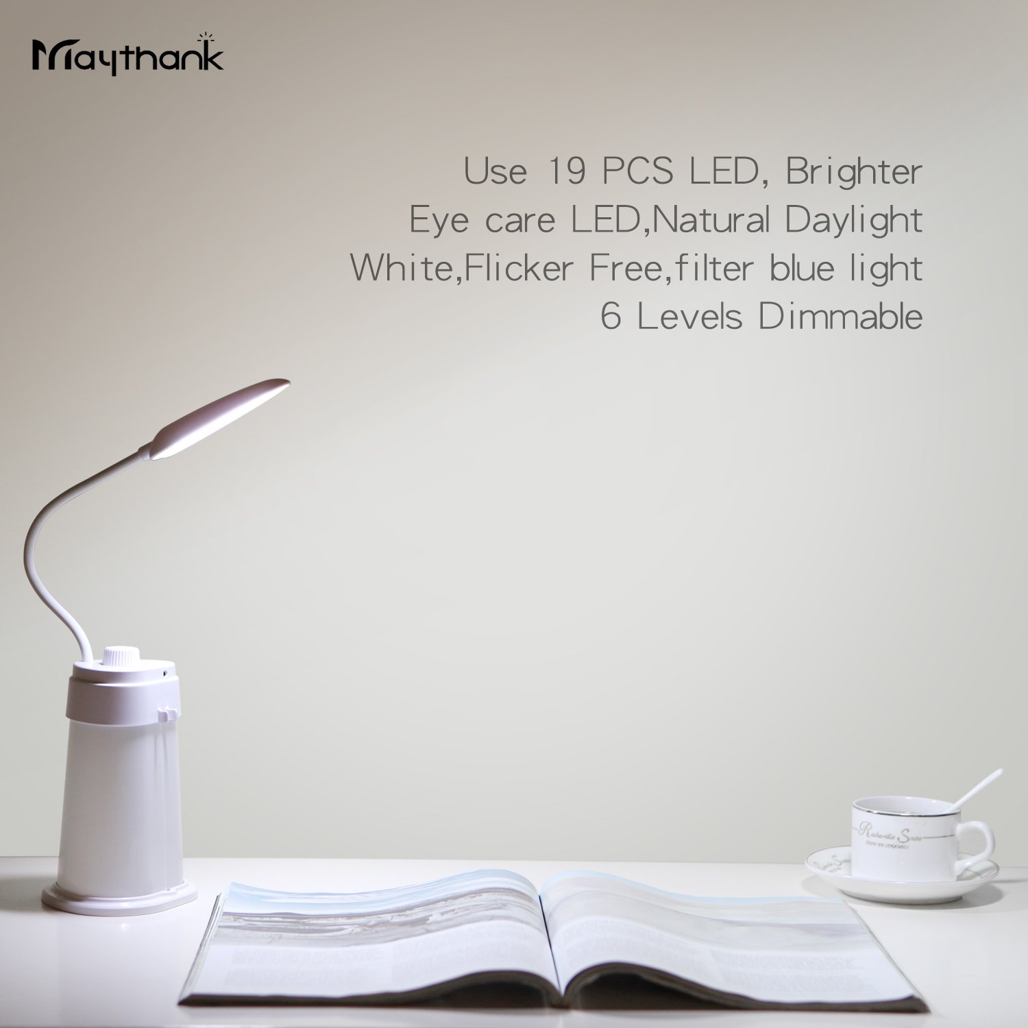 Rechargeable Battery Powered Reading Book Light for Bed, LED Dimmable Adjustable Desk Table Lamp USB Charging Port for Kids Study Bedroom Bedside Nightstand Headboard Lantern, Nursery Night Lamp