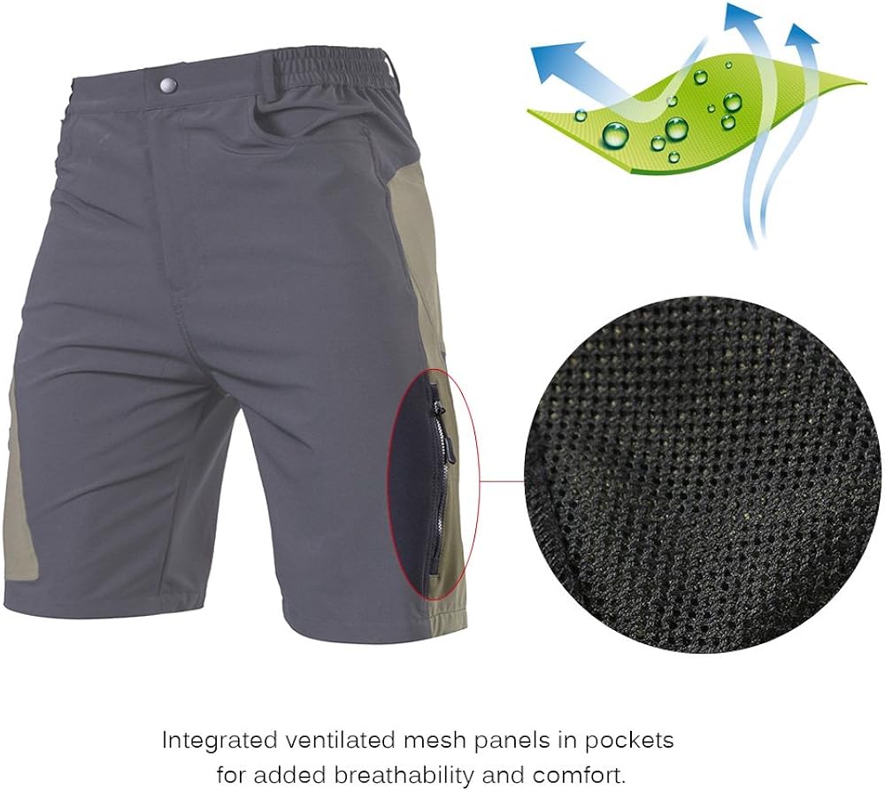 TOMSHOO Men's Baggy Cycling Shorts Breathable Loose-Fit Outdoor Sports MTB Cycling Running Shorts: Clothing