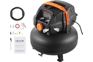 VEVOR 6 Gallon Air Compressor, 1.7HP 2.3CFM@90PSI Portable Pancake Air Compressor & 150PSI Max Pressure, 12-Piece Accessory K