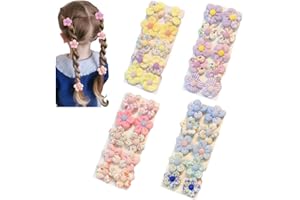 Ljxyloog 40 Pcs Girl Hair Ties With Flowers,Hair No Damage Pink Flower,Cute Flower Ties,Rubber Elastic Bands Ponytail Holders