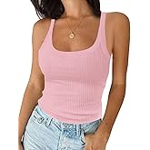 Tankaneo Womens Ribbed Tank Tops Knit Scoop Neck Sleeveless Fitted Basic Cami Tee Shirts