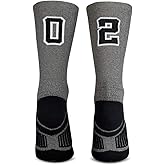 ChalkTalkSPORTS Custom Team Number Crew Socks | Athletic Socks Gray & Black | All Team Numbers