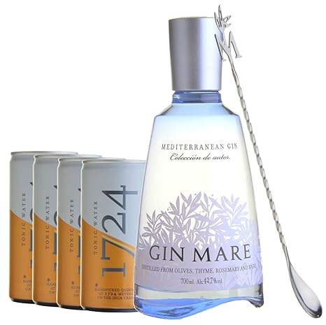 GIN MARE Tonic Set mit Barlöffel (Gin Mare 1x700ml+ 1724 Tonic Water 4x200ml)
