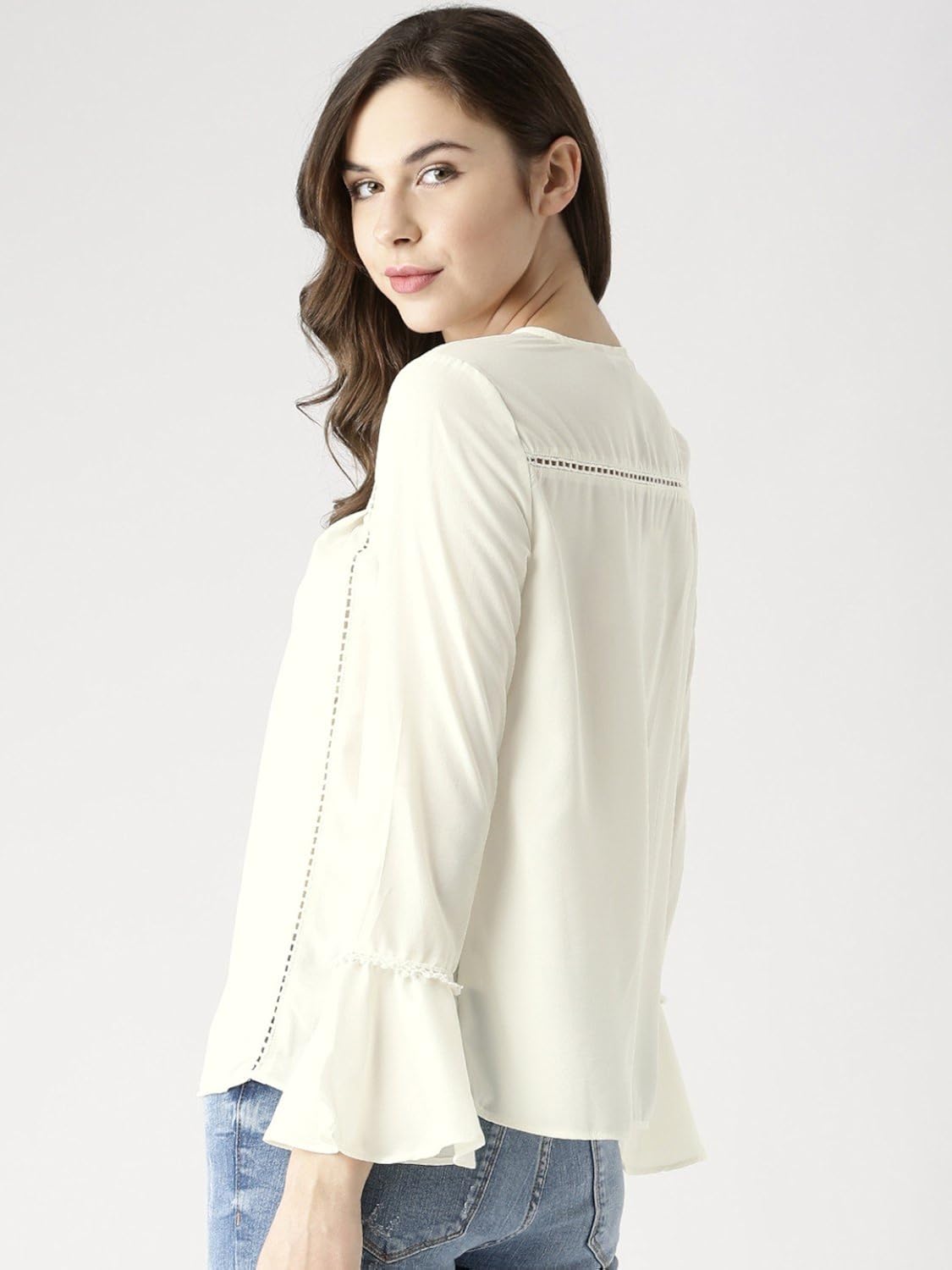 marie claire women off-white solid a-line top (mc551)