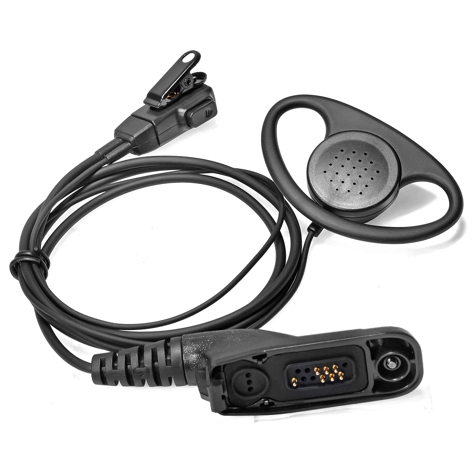 HYSHIKRA Earpiece with Mic Multi Pin Headset Compatible with Motorola DP3400 DP4400 DP4800 DGP4150 XiR-P8200 Xpr-6300 Two Way Radio (D Shape, 1)