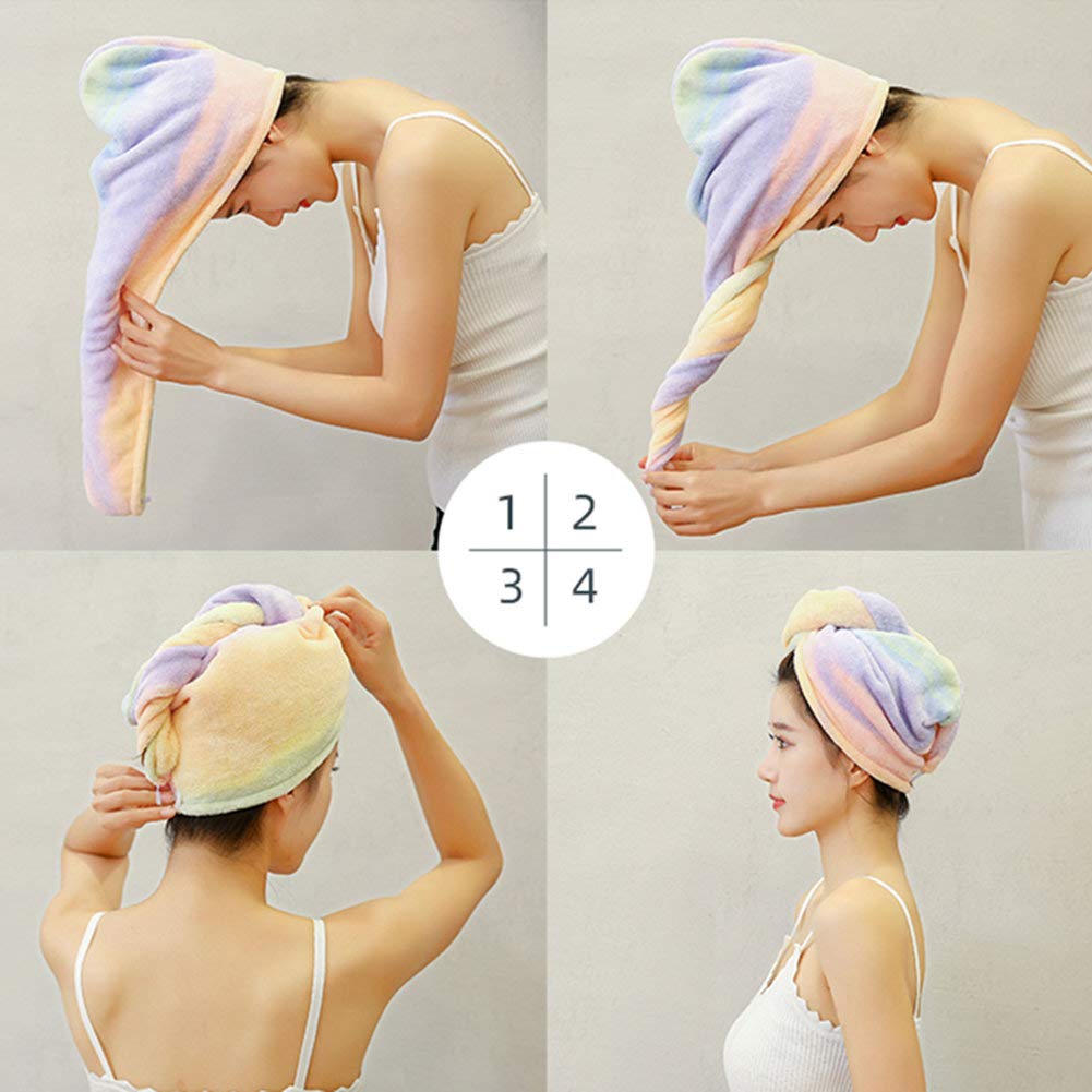 Microfiber Hair Drying Wrap Towel for Women Turban Fast Dry Multicolored : Beauty