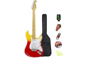 BULLSTAR Bullfighter Electric Guitar for Music Lover Beginner 39 Inch Full Size Solid Body Electric Guitar Guitarra Beginner Kit ST SSH Series (Gradient Orange)