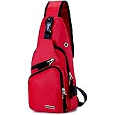 Seoky Rop Men Women Sling Backpack Nylon Water Resistant Shoulder Chest Crossbody Sling Bag with USB Charging Port