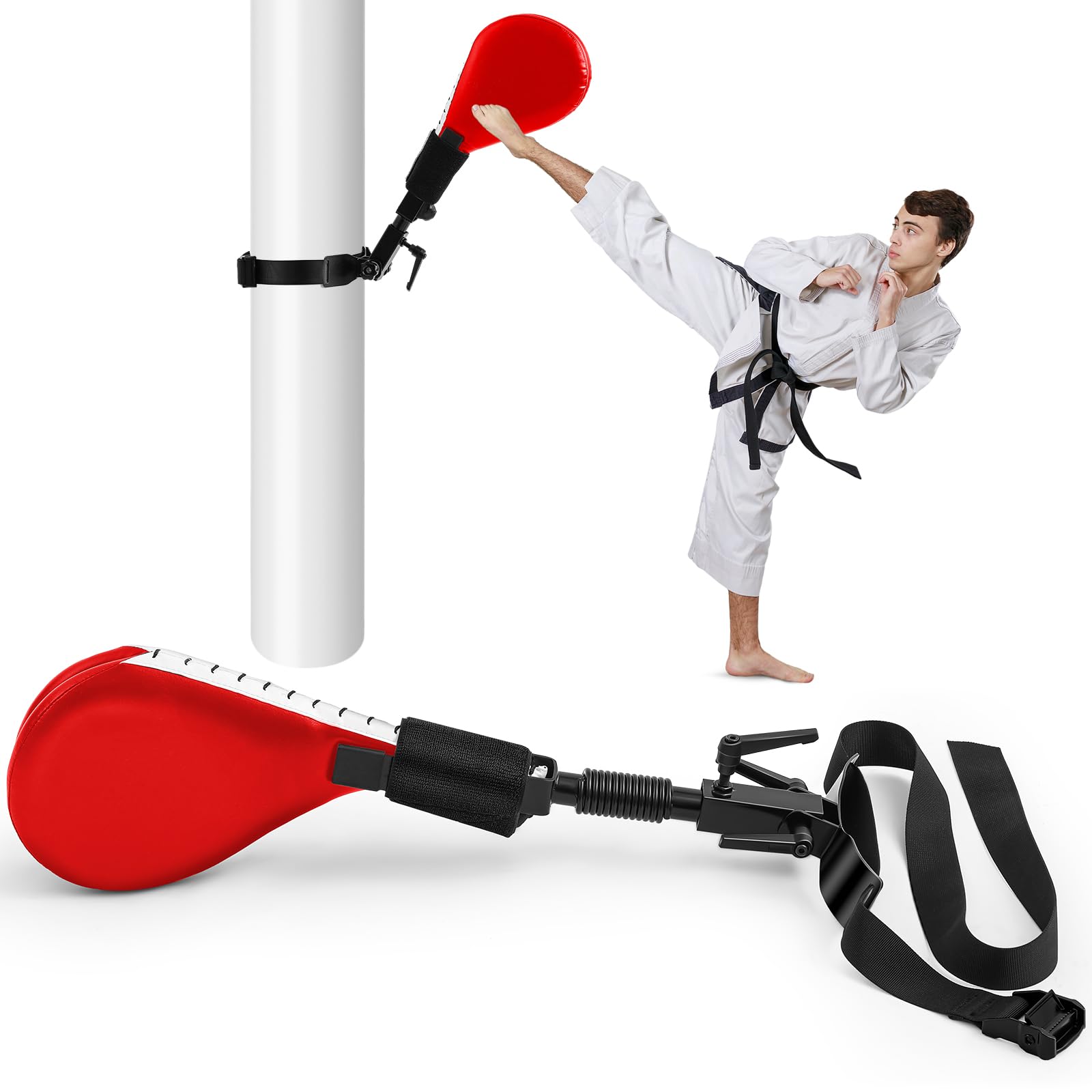 Photo 1 of Seenelling Taekwondo Kick Pads Boxing Pads Taekwondo Karate Sparring Gear Boxing Paddles Kicking Targets Martial Arts Training Equipment with Mounting Bracket (1 Kicking Target,Red,1 Pcs)
