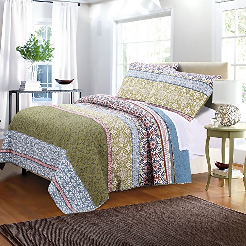 Greenland Home 3 Piece Shangri-La Quilt Set, Full/Queen