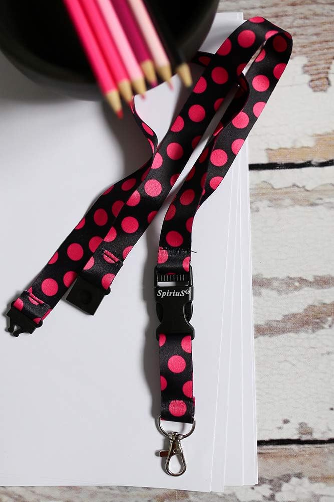 Spirius Original Multicolour Fashion Lanyard Neck Strap for ID Badge/Key Holder UK (Polka dot Pink), 2cm x 45cm - Image 4