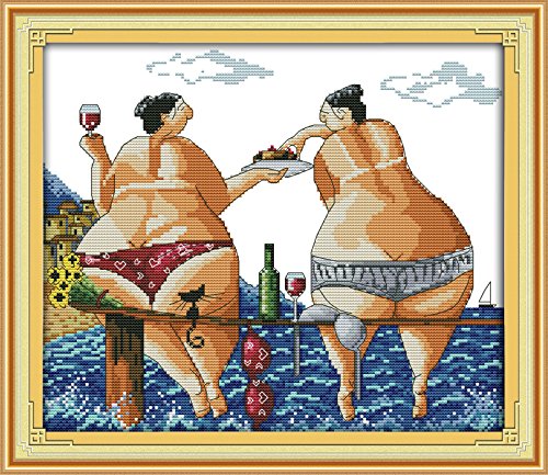 Happy Forever Cross Stitch, cartoon, enjoy in beach