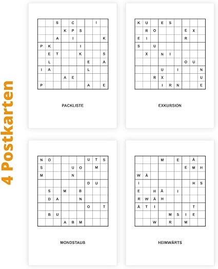 Lot De 4 Cartes Postales Sudoku Lettres Enigmes A Knobeln Au Design Envoyer Pour Litterature Aventure Lot De 4 Cartes Postales Sudoku Lettres Enigmes A Knobeln Au Design Envoyer Pour Litterature Aventure