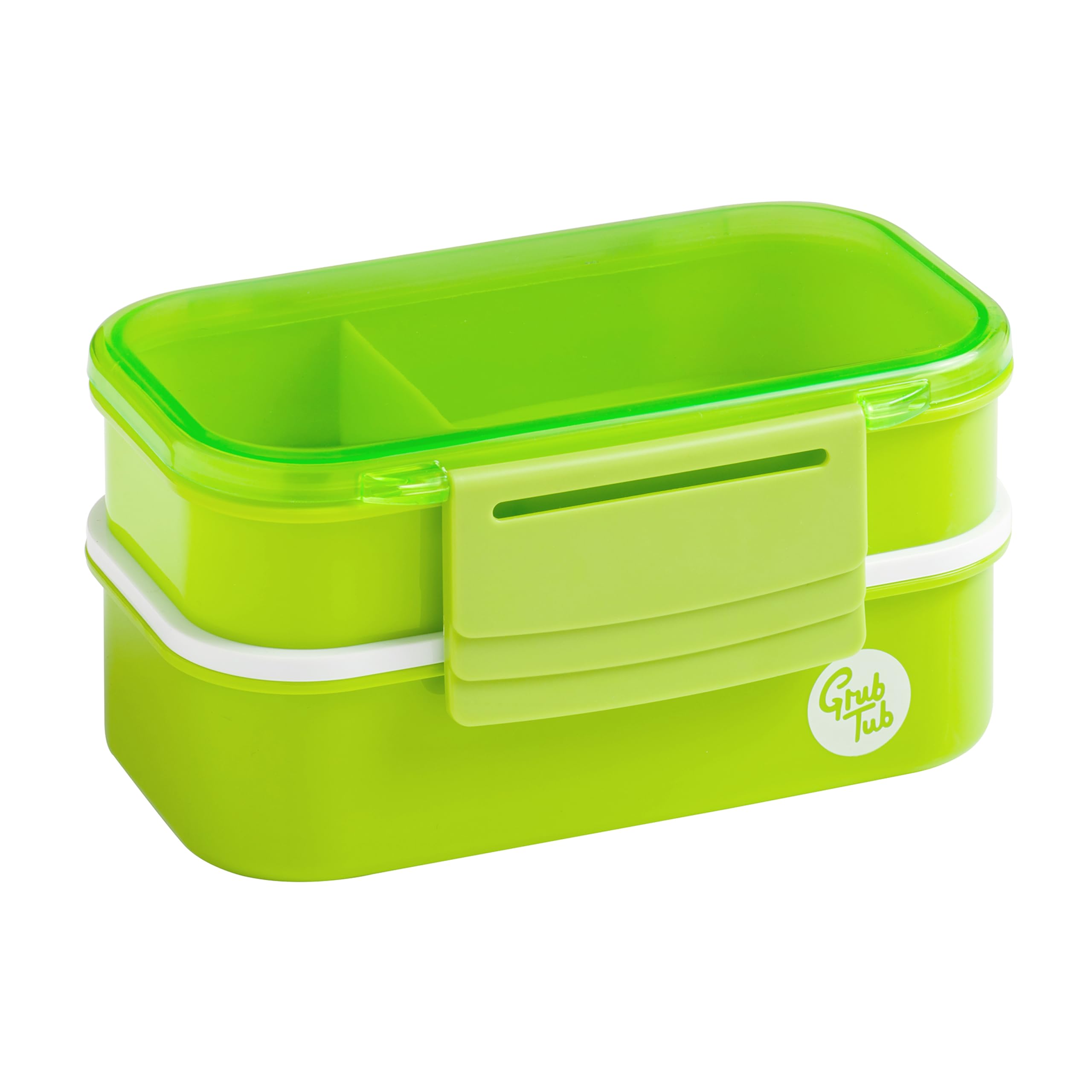 Premier Houseware Green Lunch Box with Compartments and Cutlery Plastic Multi Compartment Box for School and Office