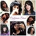 KRSI Women's Short Curly Synthetic Wigs With Air Bangs Natural Black/Brown Wigs for Black Women Heat Resistant Custom Cosplay Party Full Wigs 14inch