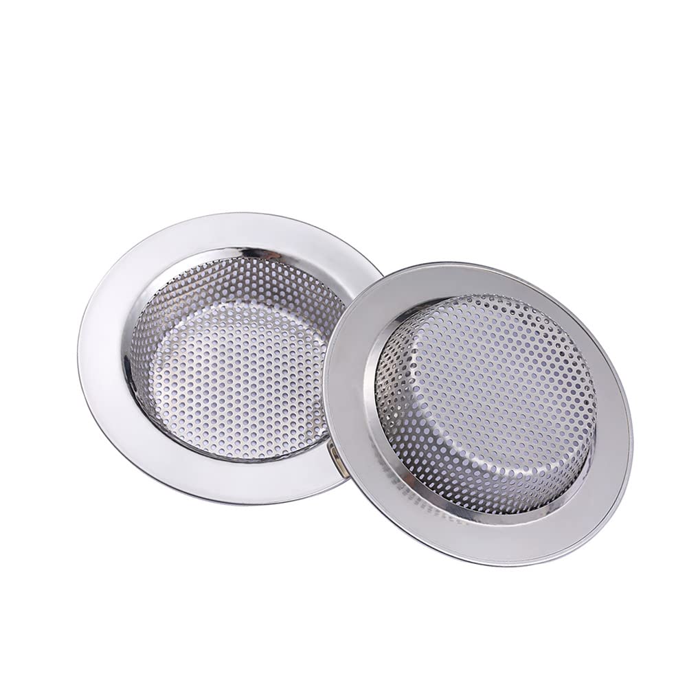 Yizhet 2PCS Kitchen Sink Strainer, 7.5cm/2.95 inch Width, 1.3cm/0.51 inch Depth, Stainless Steel Shower Hair Catcher, Bath Drain Cover