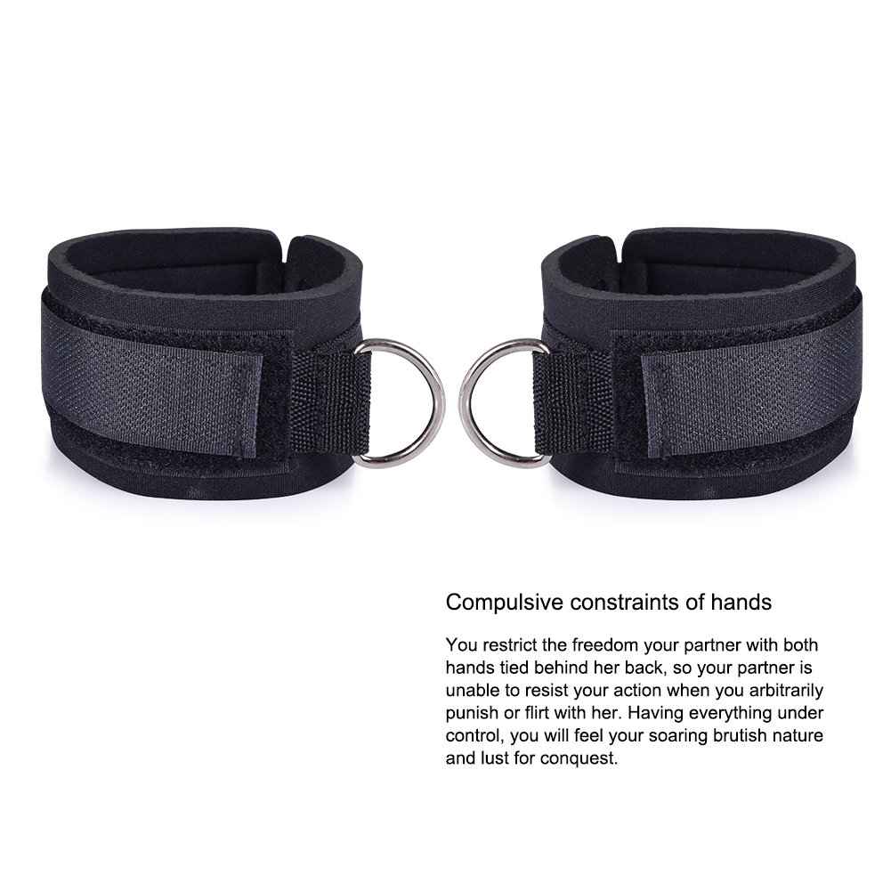 Utimi Fetish Bed Restraint Kit with Hand Cuffs Ankle Cuff Bondage Collection For Male Female Couple (3#)
