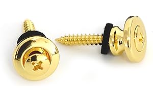 Guyker Strap Locks Buttons, (1 Pair) Zinc Alloy Security Straplock Quick Release Strap Retainer System for Electric Acoustic Folk Guitar, Bass, Ukulele Replacement Part (GE001, Gold)