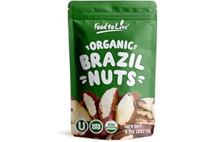 Food to Live Organic Dry Roasted Brazil Nuts with Himalayan Salt, 8 Oz Non-GMO, Oven Roasted, Lightly Salted, No Oil Added, Whole. Vegan, Kosher. High in Protein and Selenium. Keto-Friendly Snack