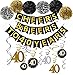 Gold Glittery Cheers & Beers to 40 Years Banner,Poms,Sparkling 40 Hanging Swirls Kit for 40th Birthday Party 40th Anniversary Decorations Favors Supplies