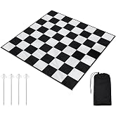 Yuxung 9x9ft Giant Chess Game Mat Nylon Board Mat for Outdoor | with 4 Ground Nails &amp; Storage Bag, Compatible with 25 37 49 in Giant Chess Set and 10 in Large Checkers, Checker Not Included