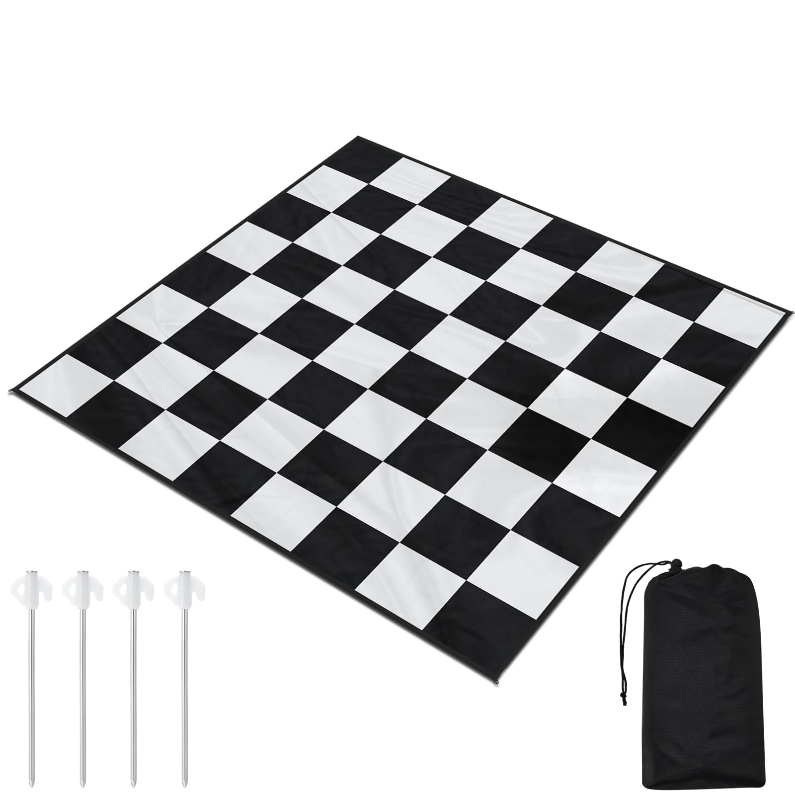 Photo 1 of Yuxung 9x9ft Giant Chess Game Mat Nylon Board Mat for Outdoor with 4 Ground Nails and Storage Bag, Compatible with 25 37 49 Inch Giant Chess Sets and 10 Inch Large Checkers, Checker Not Included