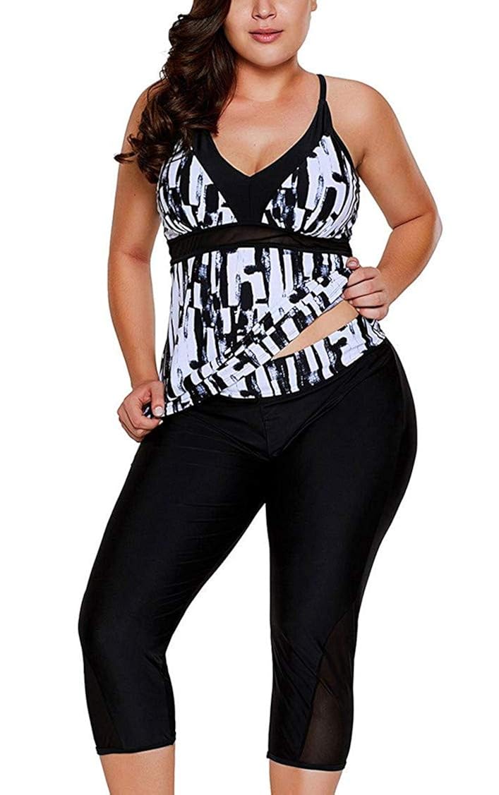 GLUDEAR Womens Plus Size Floral Capris 