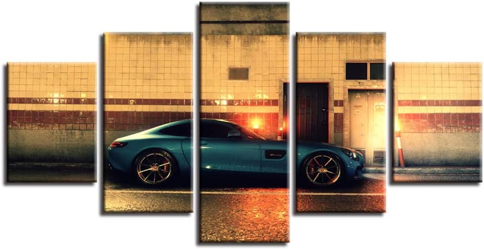 Amazon.com: yzbz 5 Canvas Painting Sport Car Wall Art Home Blue Car