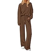 PRETTYGARDEN 2 Piece Sets For Women Fall Trendy Long Sleeve Sweatshirt Wide Leg Pants Loungewear Set Matching Sweatsuit